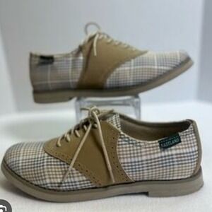 Eastland Sadie Saddle Shoes Womens 8 M Tan Plaid Oxford Memory Foam 3331-25